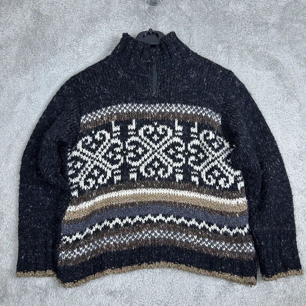 Relais Petite Vintage Fair Isle Knit Sweater Women S 1/2 Zip Nordic Pullover USA - Picture 6 of 12